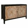 2-Door Carved Black Long Cabinet -Storage supplies shop 2 door carved black long cabinet