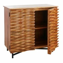 2-Door Wave Wood Carved Cabinet -Storage supplies shop 2 door wave wood carved cabinet 5