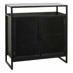 2-Drawer Black Metal Display Cabinet, 32x34