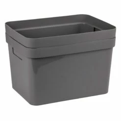 2-Pack 15L Grey Storage Container, Large