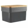 2-Pack Black 15L Storage Bin With Bamboo Lid, Large 2 2-Pack Black 15L Storage Bin With Bamboo Lid, Large -Storage supplies shop 2 pack black 15l storage bin with bamboo lid large