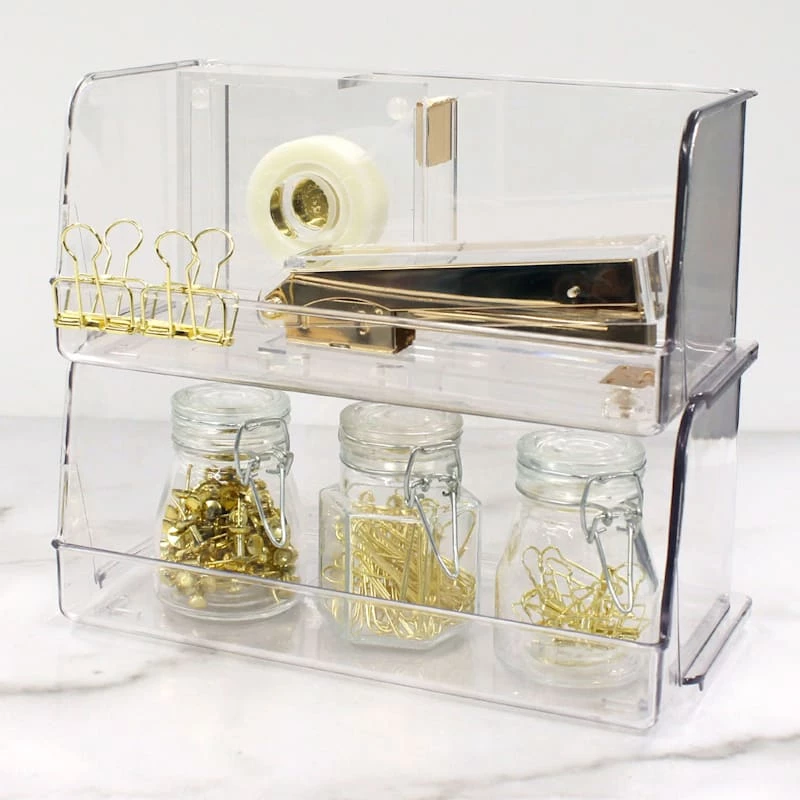 2-Piece Clear Stackable Storage Bin, Small 4 2-Piece Clear Stackable Storage Bin, Small - Image 2