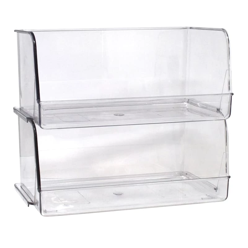 2-Piece Clear Stackable Storage Bin, Small 3 2-Piece Clear Stackable Storage Bin, Small
