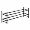 2-Tier Metal Shoe Rack, Black 2 2-Tier Metal Shoe Rack, Black -Storage supplies shop 2 tier metal shoe rack black