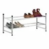 2-Tier Metal Shoe Rack, Silver 2 2-Tier Metal Shoe Rack, Silver -Storage supplies shop 2 tier metal shoe rack silver