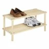 2-Tier Natural Wooden Shoe Rack -Storage supplies shop 2 tier natural wooden shoe rack