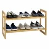 2-Tier Standing Bamboo Wood Shoe Rack -Storage supplies shop 2 tier standing bamboo wood shoe rack