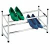 2-Tier Standing Shoe Rack, Chrome -Storage supplies shop 2 tier standing shoe rack chrome