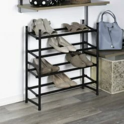 2-Tier Standing Shoe Rack, Mount Black -Storage supplies shop 2 tier standing shoe rack mount black 3