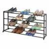 20-Pair Standing Shoe Rack, Gunmetal -Storage supplies shop 20 pair standing shoe rack gunmetal