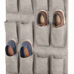 24-Pocket Over The Door Shoe Bag, Black Herringbone -Storage supplies shop 24 pocket over the door shoe bag black herringbone 2