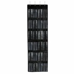 24-Pocket Over The Door Shoe Organizer, Black