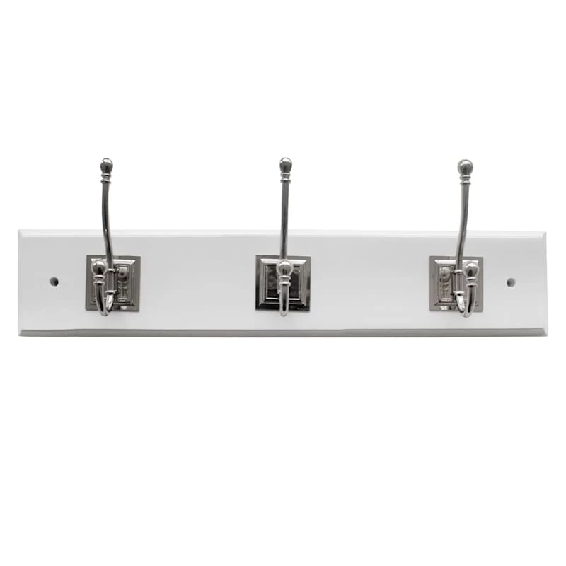3-Hook Square Wall Hanger, White 3 3-Hook Square Wall Hanger, White