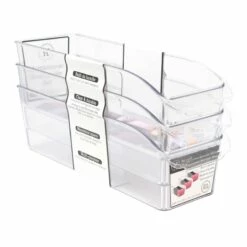 3-Piece Clear Narrow Home Storage Bin Set