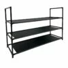 3-Tier Fabric Shoe Rack, Black -Storage supplies shop 3 tier fabric shoe rack black