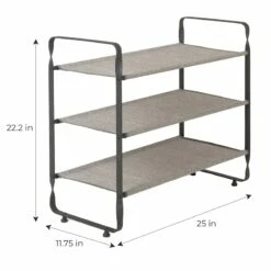 3-Tier Heavy Duty Shoe Rack, Grey -Storage supplies shop 3 tier heavy duty shoe rack grey 4