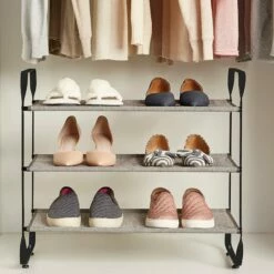3-Tier Heavy Duty Shoe Rack, Grey -Storage supplies shop 3 tier heavy duty shoe rack grey 5
