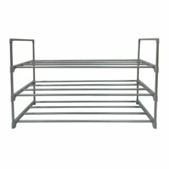 3-Tier Metal Shoe Rack, Grey