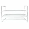 3-Tier Metal Shoe Rack, White -Storage supplies shop 3 tier metal shoe rack white