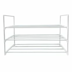 3-Tier Metal Shoe Rack, White