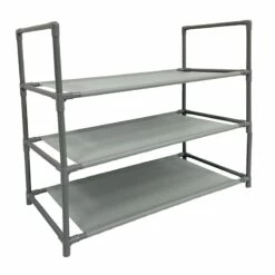 3-Tier Multi-Use Stackable Shoe Rack, Grey