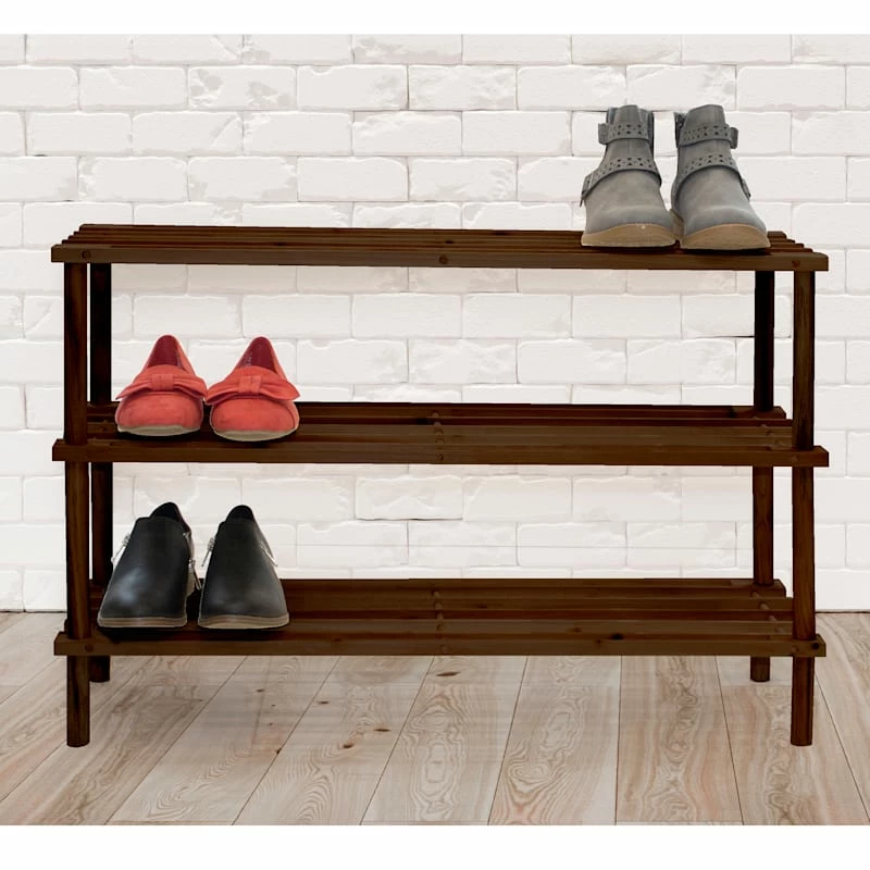 3-Tier Wood Shoe Rack Espresso 5 3-Tier Wood Shoe Rack Espresso - Image 3