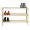 3-Tier Wood Shoe Rack Natural -Storage supplies shop 3 tier wood shoe rack natural