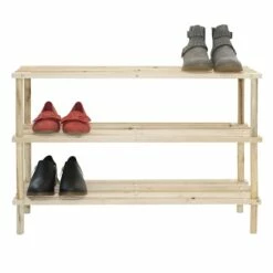 3-Tier Wood Shoe Rack Natural