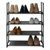 4-Tier & 12-Pair Shoe Rack, Grey -Storage supplies shop 4 tier 12 pair shoe rack grey