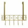 5-Hook Gold Bombay Diamond With Bamboo Brass Basket Over The Door Hanger -Storage supplies shop 5 hook gold bombay diamond with bamboo brass basket over the door hanger