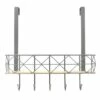 5-Hook Grey Bombay Diamond With Bamboo Wood Basket Over The Door Hanger -Storage supplies shop 5 hook grey bombay diamond with bamboo wood basket over the door hanger