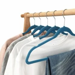 50-Pack Velvet Suit Hangers, Denim Blue -Storage supplies shop 50 pack velvet suit hangers denim blue 4