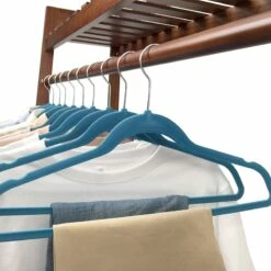 50-Pack Velvet Suit Hangers, Denim Blue -Storage supplies shop 50 pack velvet suit hangers denim blue 6