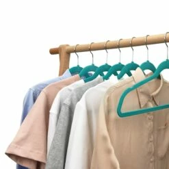 50-Pack Velvet Suit Hangers, Turkish Blue -Storage supplies shop 50 pack velvet suit hangers turkish blue 4