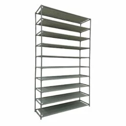 50-Pair Fabric Shelf Standing Shoe Rack, Light Grey