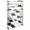 50-Pair Standing Shoe Rack, Black -Storage supplies shop 50 pair standing shoe rack black