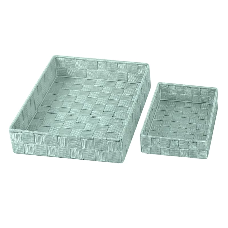 6-Piece Woven Storage Basket Set, Aqua 5 6-Piece Woven Storage Basket Set, Aqua - Image 3