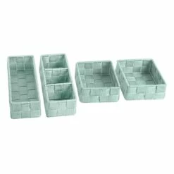 6-Piece Woven Storage Basket Set, Aqua 9 6-Piece Woven Storage Basket Set, Aqua -Storage supplies shop 6 piece woven storage basket set aqua 3