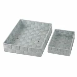 6-Piece Woven Storage Basket Set, Grey -Storage supplies shop 6 piece woven storage basket set grey 2