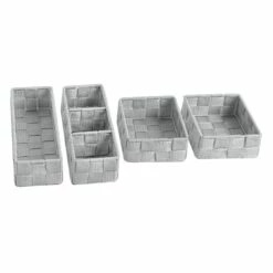 6-Piece Woven Storage Basket Set, Grey -Storage supplies shop 6 piece woven storage basket set grey 3