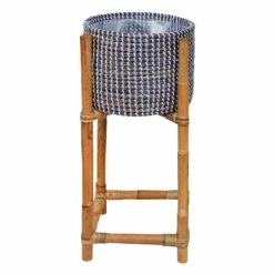 8.6in Bamboo Rattan Planter Stnd