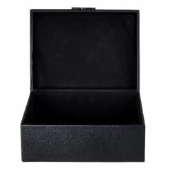 Black Leather Decorative Box, Small -Storage supplies shop black leather decorative box small 1