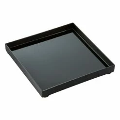 Black Metal & Glass Decorative Tray, 7.5"