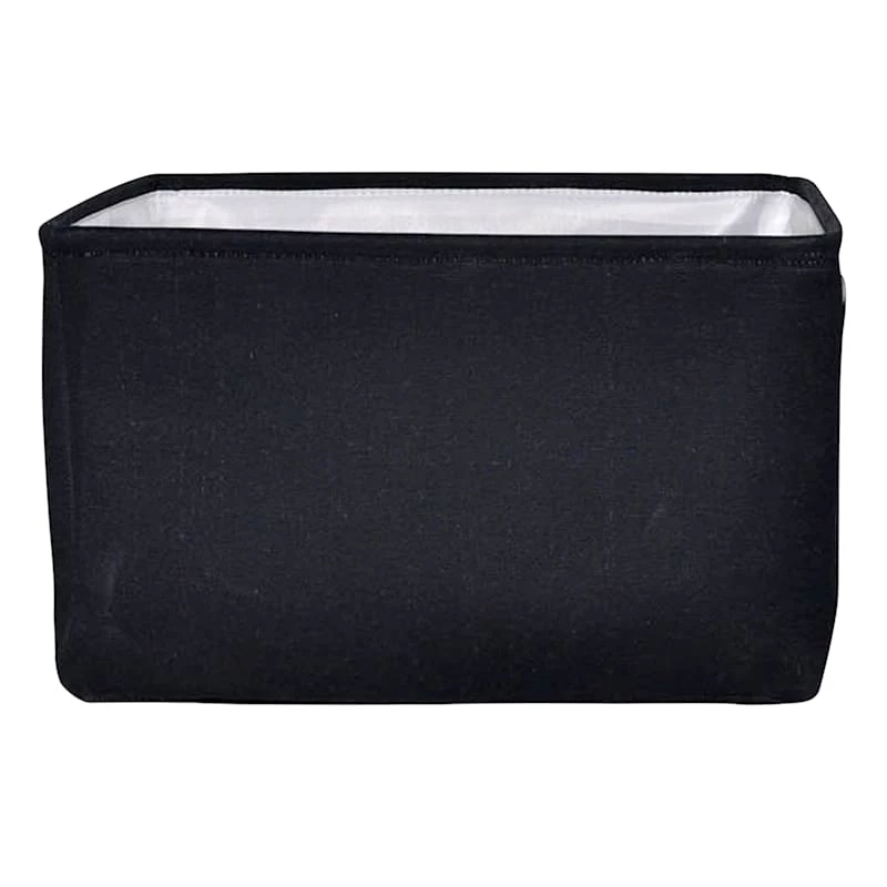 Black Rectangle Fabric Storage Basket, Medium 3 Black Rectangle Fabric Storage Basket, Medium