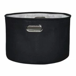 Black Round Fabric Storage Basket, Medium