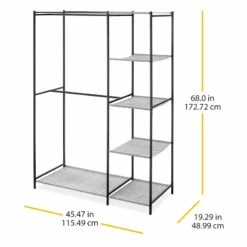 Black Steel Double Rod Closet, 68x45.5 -Storage supplies shop black steel double rod closet 68x45.5 3