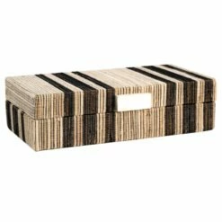 Black Striped Hyacinth Decorative Box, 10x5.5