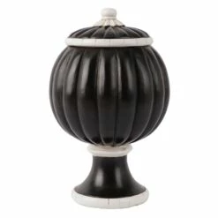 Black Urn With Lid, 7.5"
