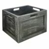 Black Wash Wooden Crate, Large -Storage supplies shop black wash wooden crate large
