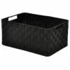 Black Weave Round Corner Storage Basket, Medium -Storage supplies shop black weave round corner storage basket medium
